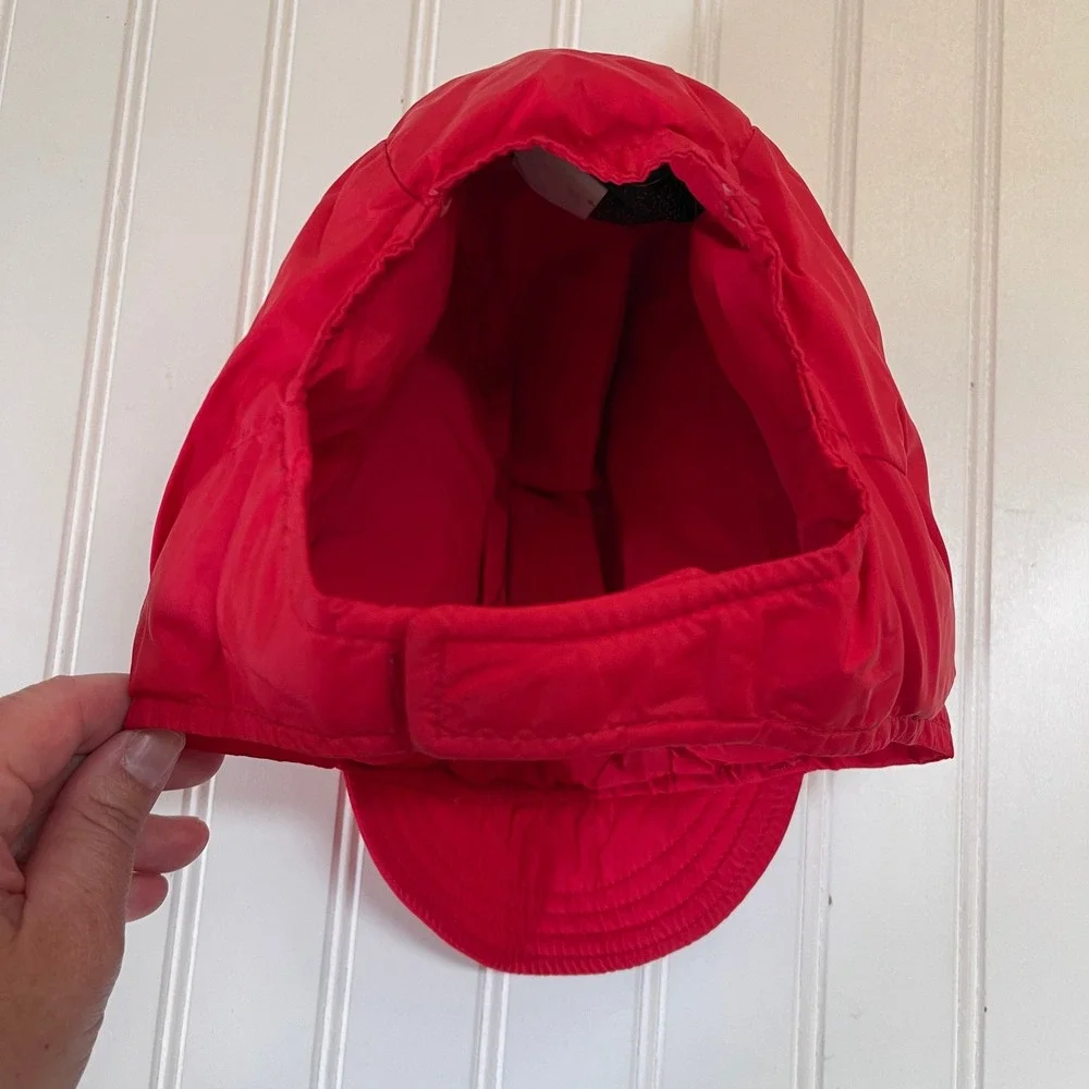 Eddie Bauer Vintage Red Goose Down Insulated Winter Hat Cap Medium